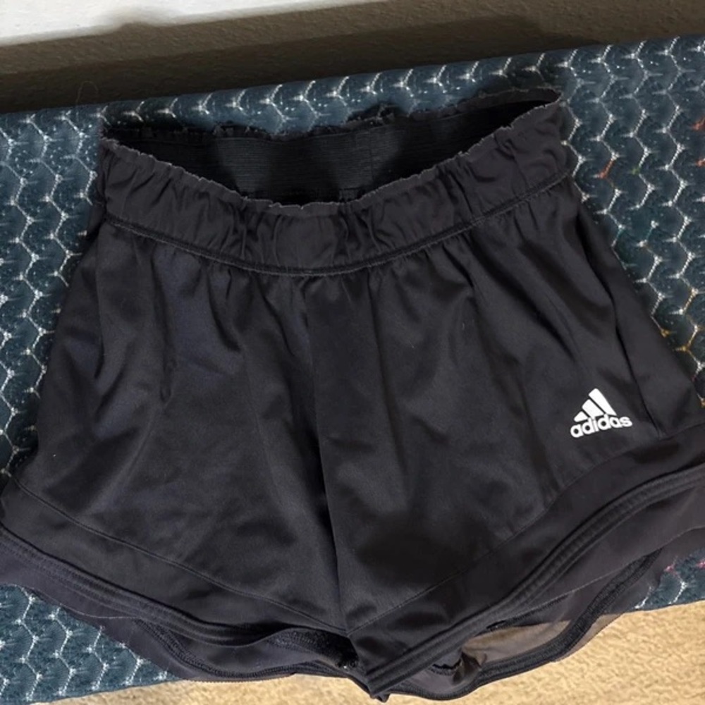 adidas Black Women's Athletic Shorts with White Logo